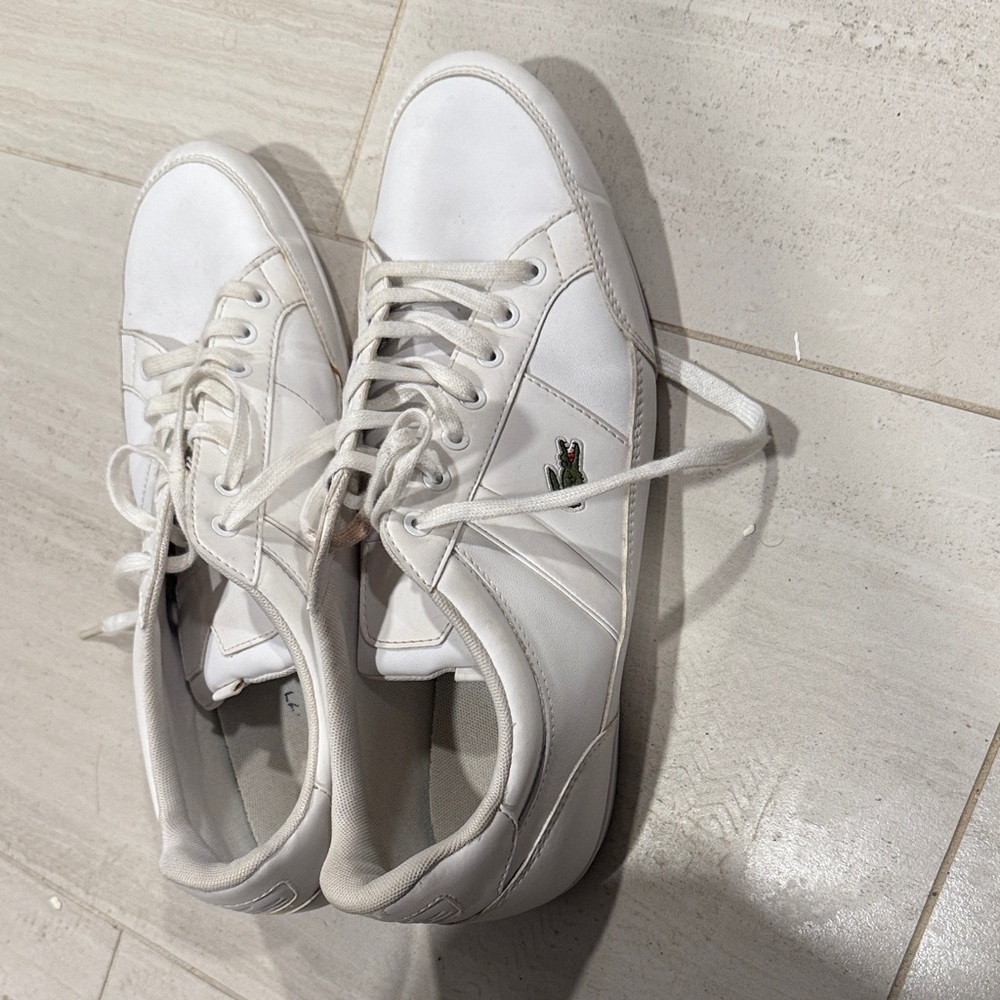 Lacoste White Sneakers with Embroidered Logo size 10.5‎